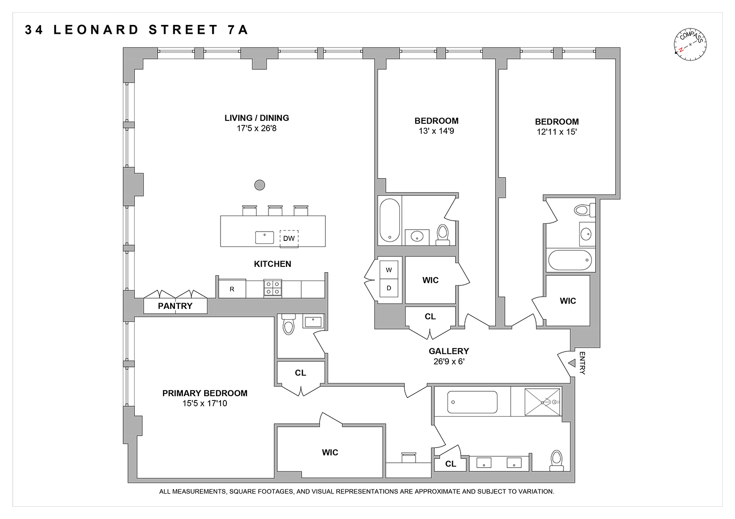34 Leonard Street, Unit 7A Manhattan, NY 10013 - Photo 17 of 17 a picture of a floor plan