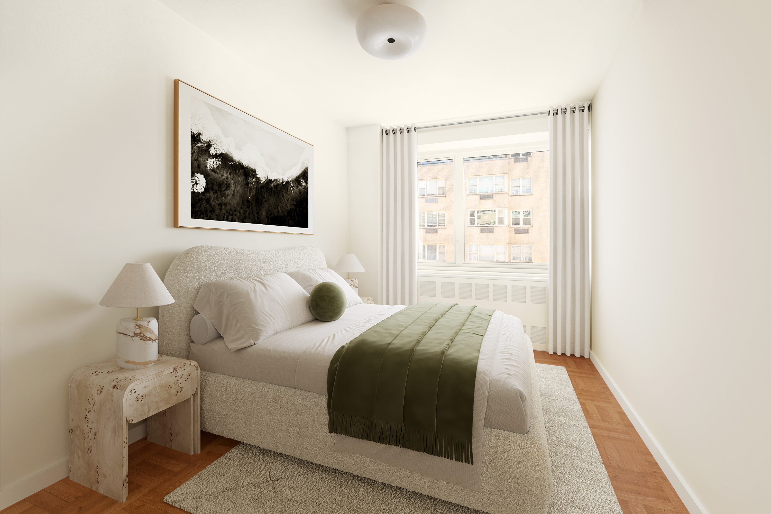 411 East 53rd Street, Unit 10E Manhattan, NY 10022 - Photo 5 of 8 a bedroom with a bed and a window