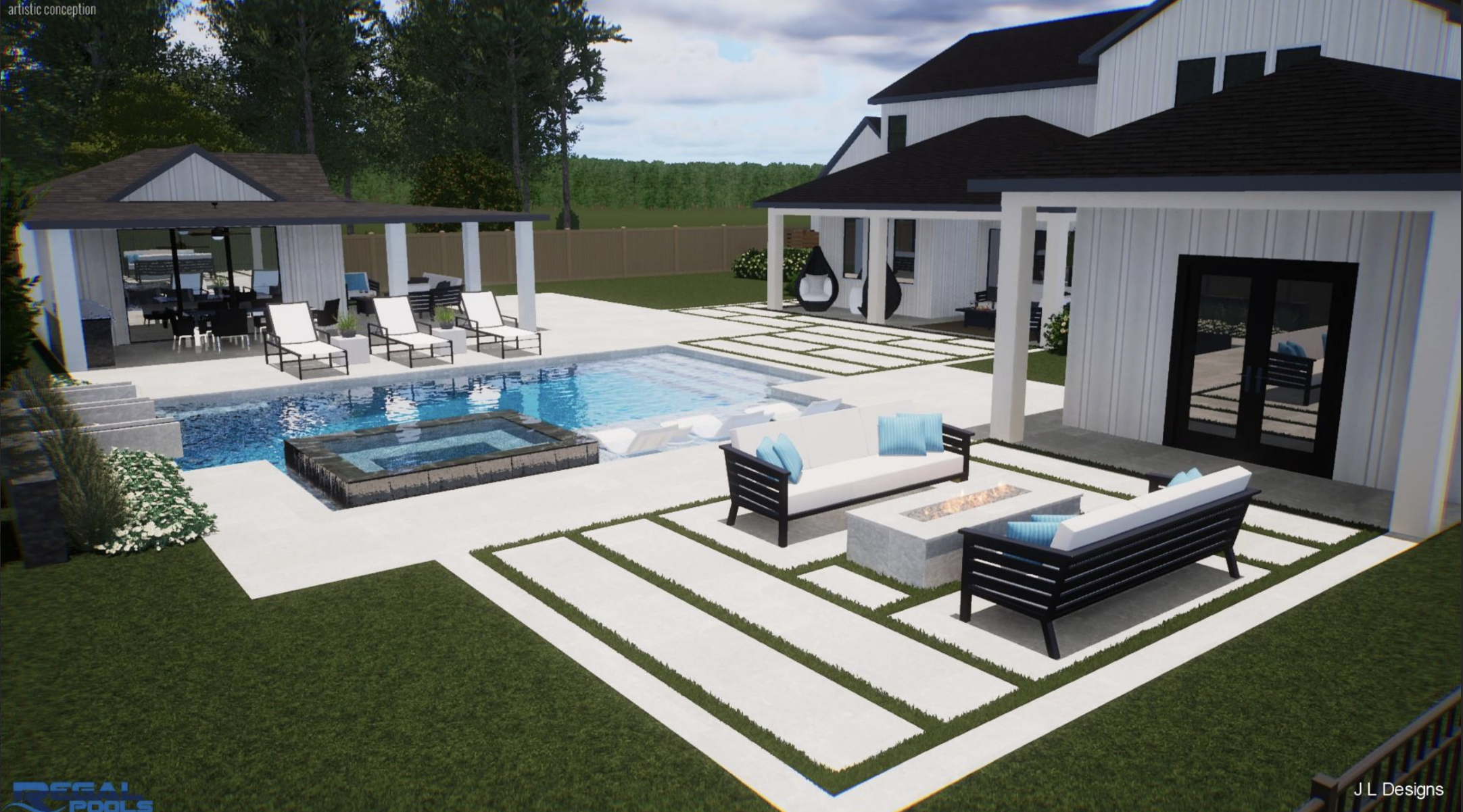 2118 Bennet Court Conroe, TX 77384 - Photo 65 of 70 a view of a patio with couches table and chairs with wooden floor and fence
