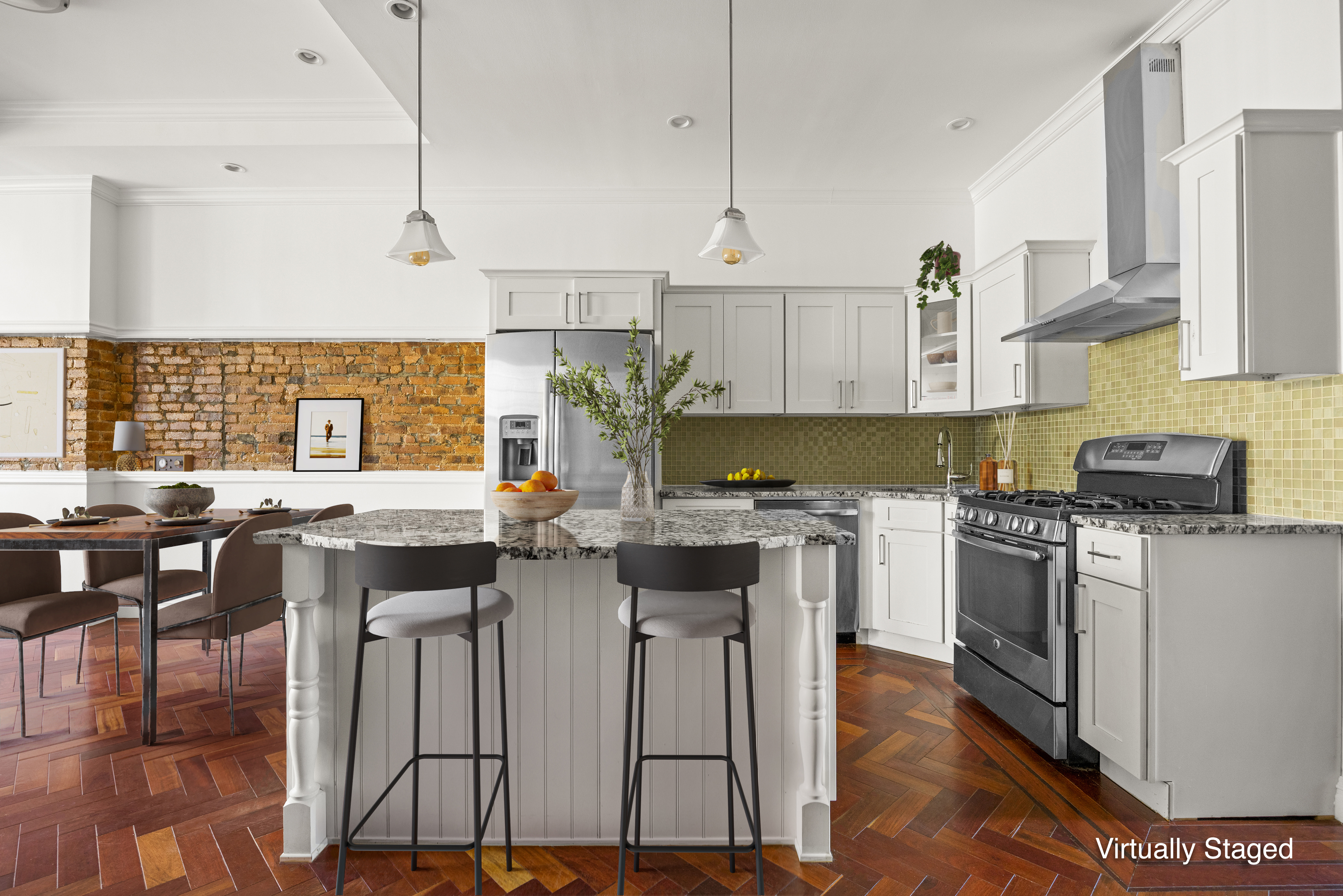78 Pilling Street Brooklyn, NY 11207 - Photo 9 of 15 a kitchen with a table chairs stove and cabinets