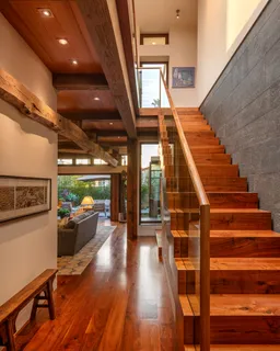 a balcony with an outdoor seating