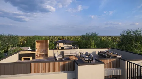 a view of a terrace with chairs