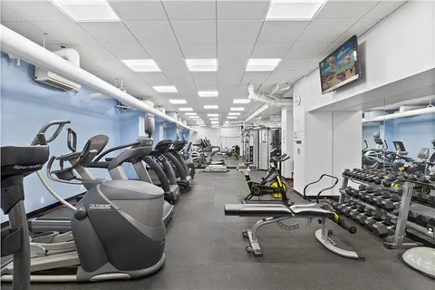 a view of a room with gym equipment