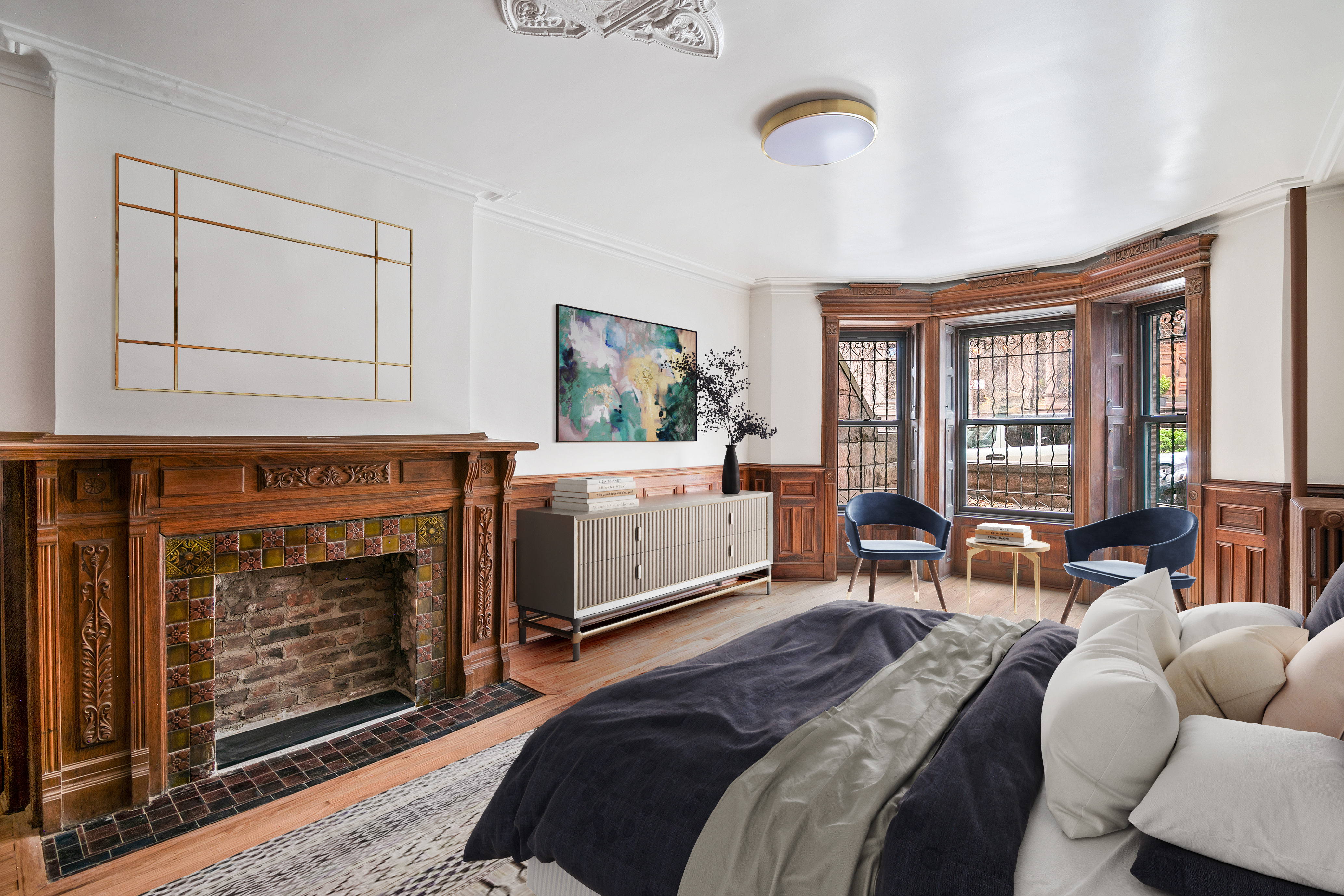 914 President Street, Unit TWNHSE Brooklyn, NY 11215 - Photo 10 of 29 a bedroom with a bed couch and windows