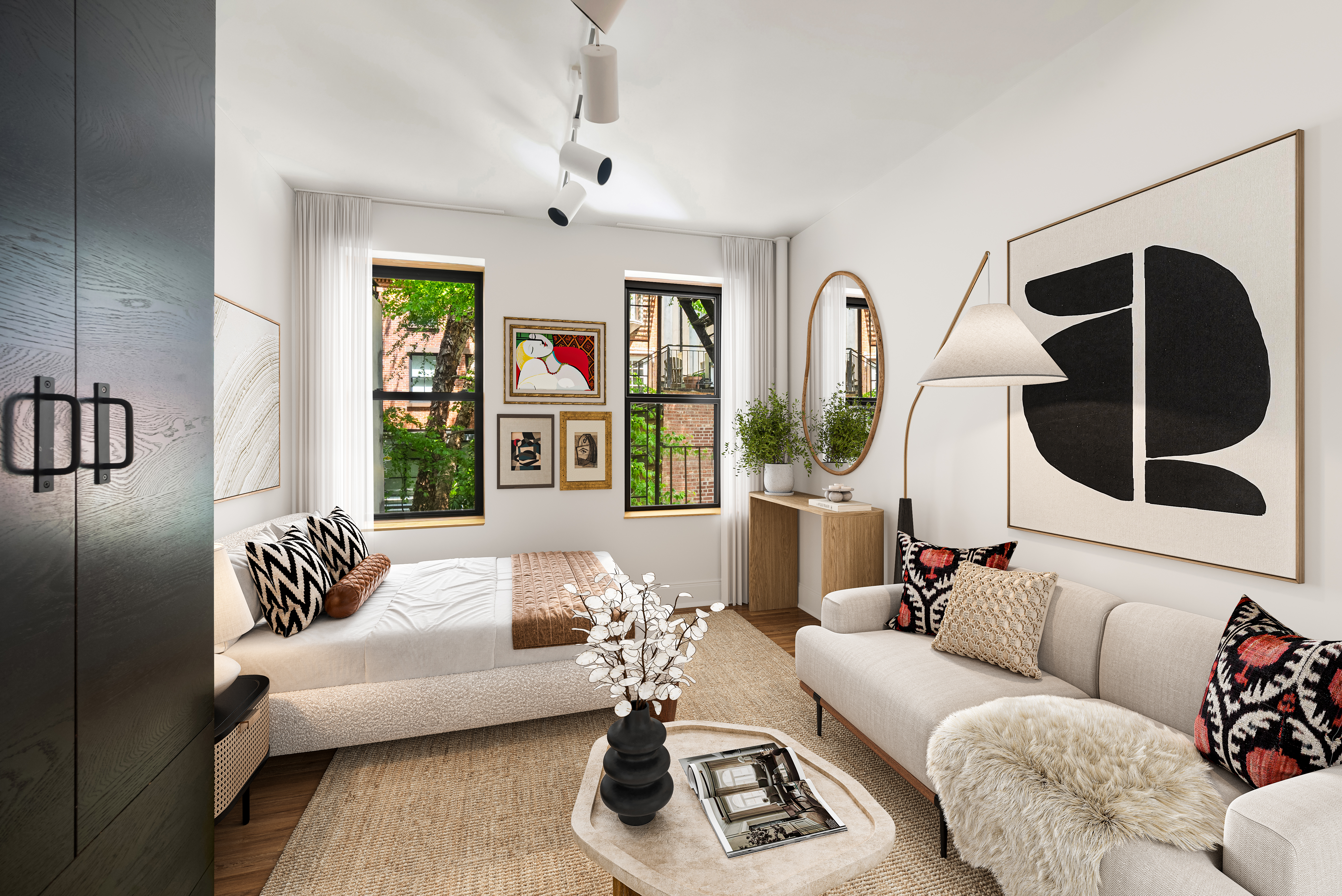 41 Perry Street, Unit 2A Manhattan, NY 10014 - Photo 2 of 12 a living room with furniture and a large window