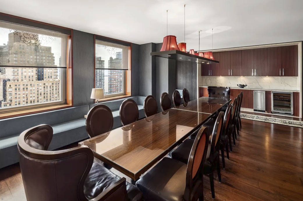 88 Greenwich Street, Unit 3003 Manhattan, NY 10006 - Photo 15 of 19 a view of a dining room with furniture window and wooden floor