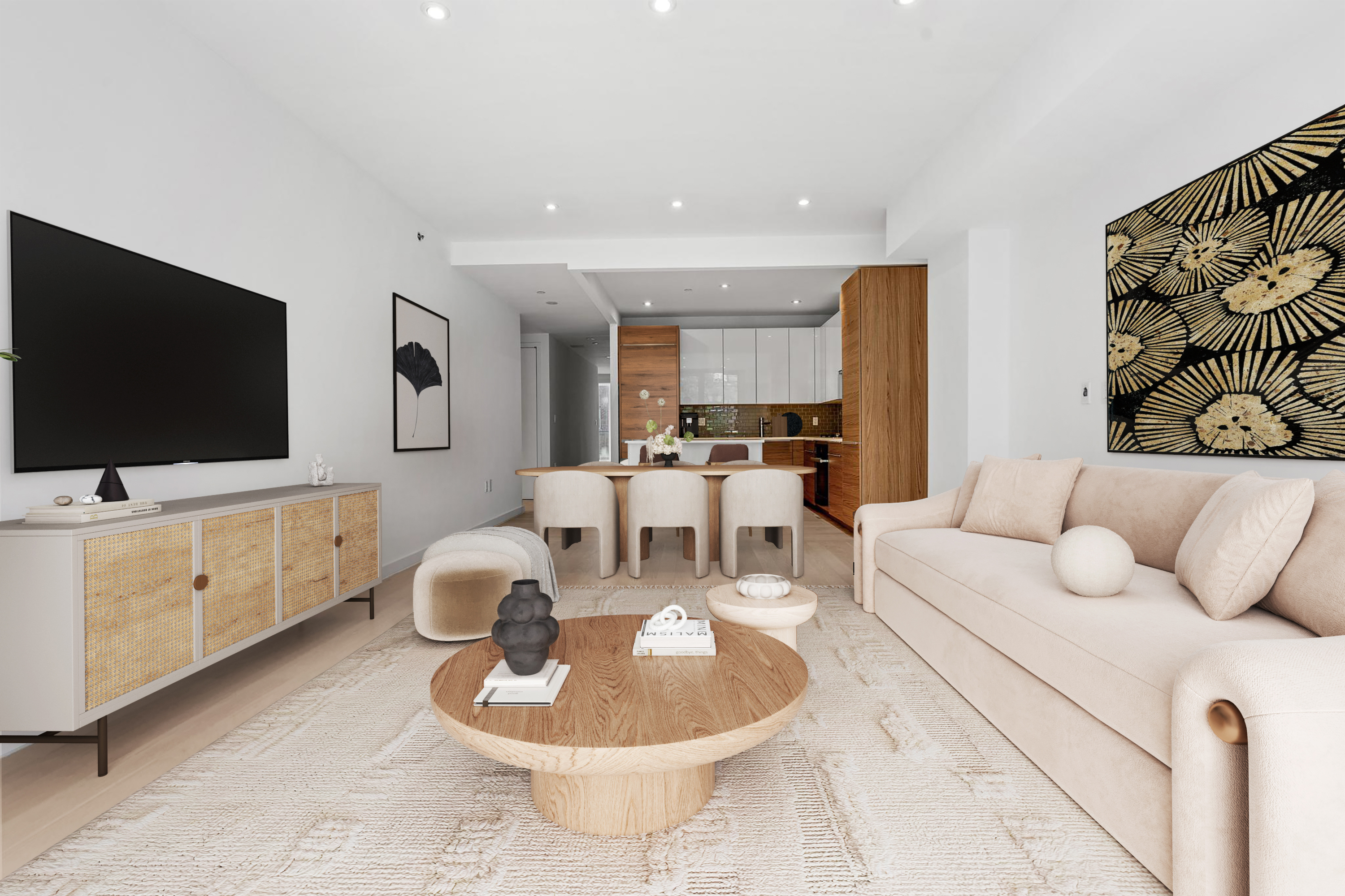 337 East 62nd Street, Unit 3C Manhattan, NY 10065 - Photo 3 of 14 a living room with furniture and a flat screen tv