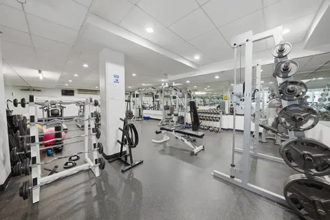 a view of a room with gym equipment