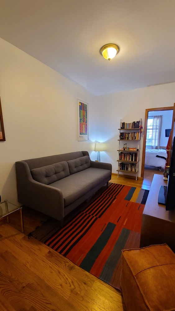 562 Fairview Avenue, Unit 1R Queens, NY 11385 - Photo 5 of 11 a living room with furniture and a lamp