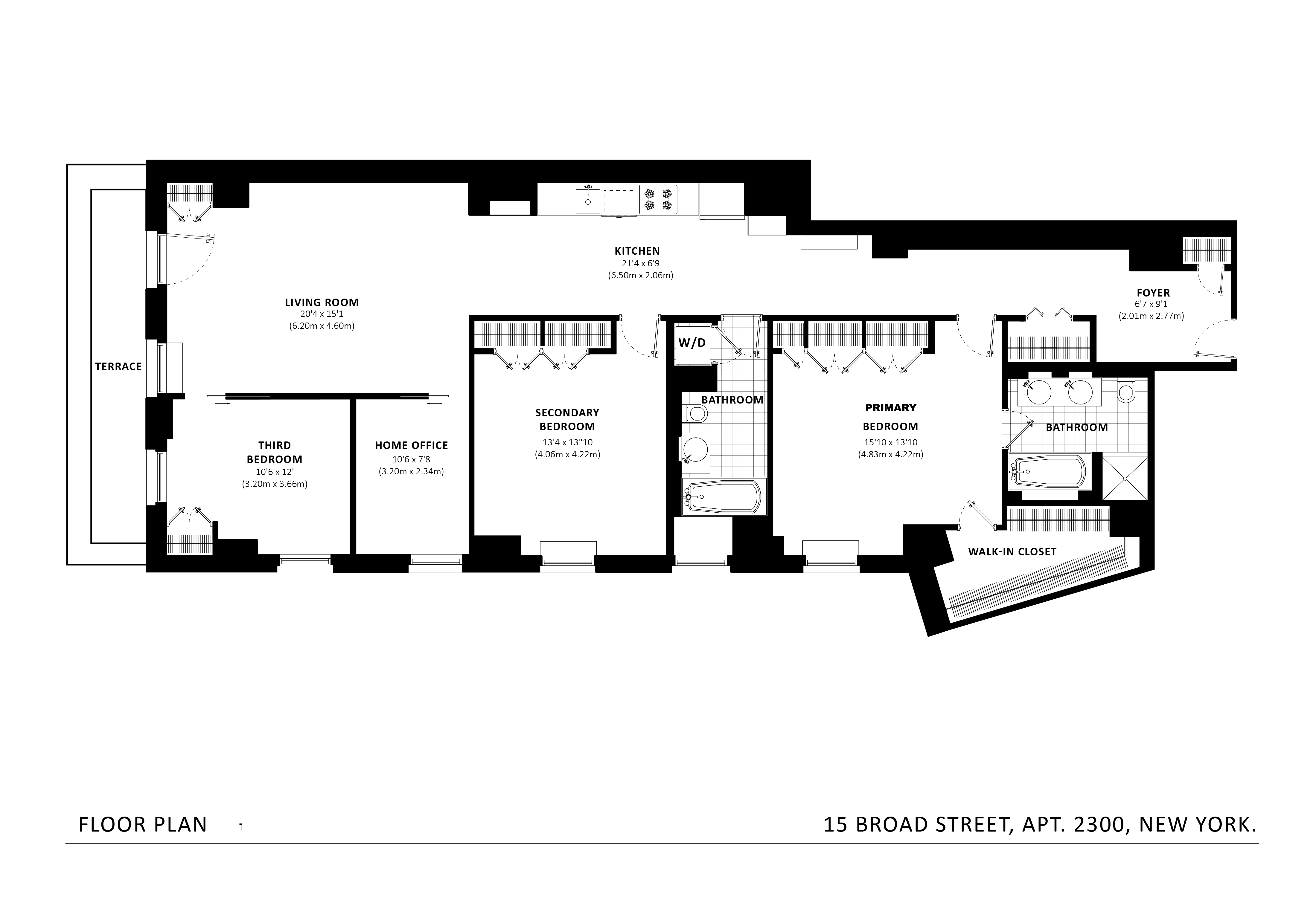 15 Broad Street, Unit 2300 Manhattan, NY 10005 - Photo 36 of 36 a picture of a floor plan