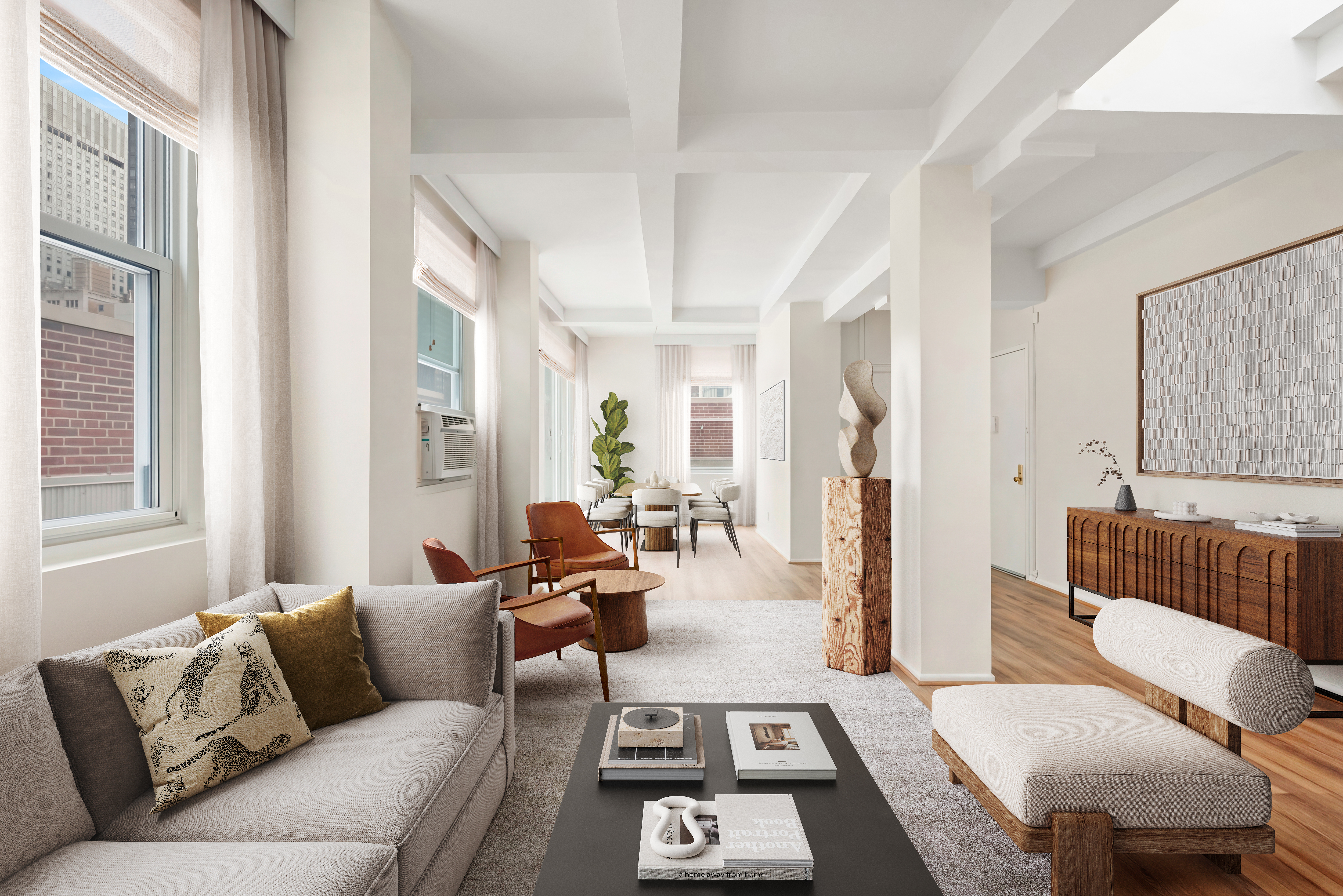 77 Park Avenue, Unit 16G Manhattan, NY 10016 - Photo 2 of 8 a living room with furniture and a window