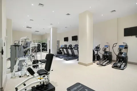 a view of a room with gym equipment