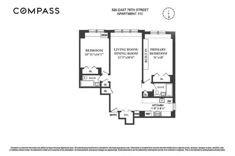 $975,000 | 520 East 76th Street, Unit 11C | Lenox Hill