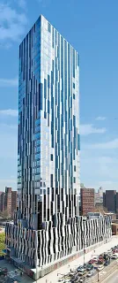 a view of a black building
