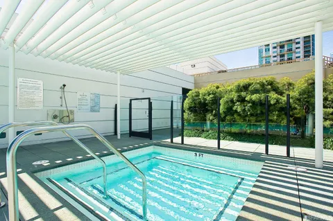 a building outdoor space with patio furniture