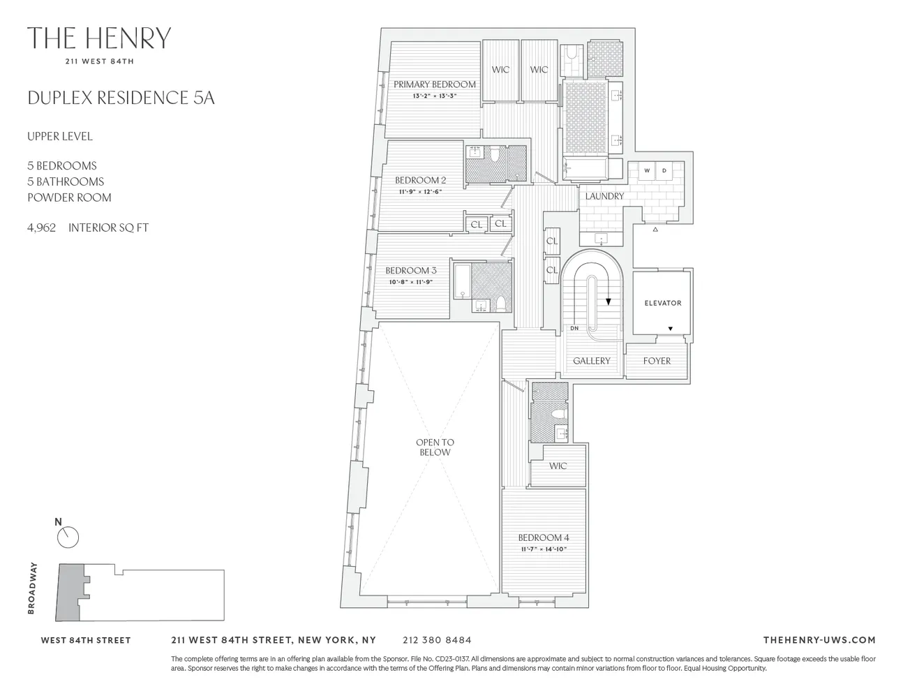 $15,225,000 | 211 West 84th Street, Unit 5A | Upper West Side