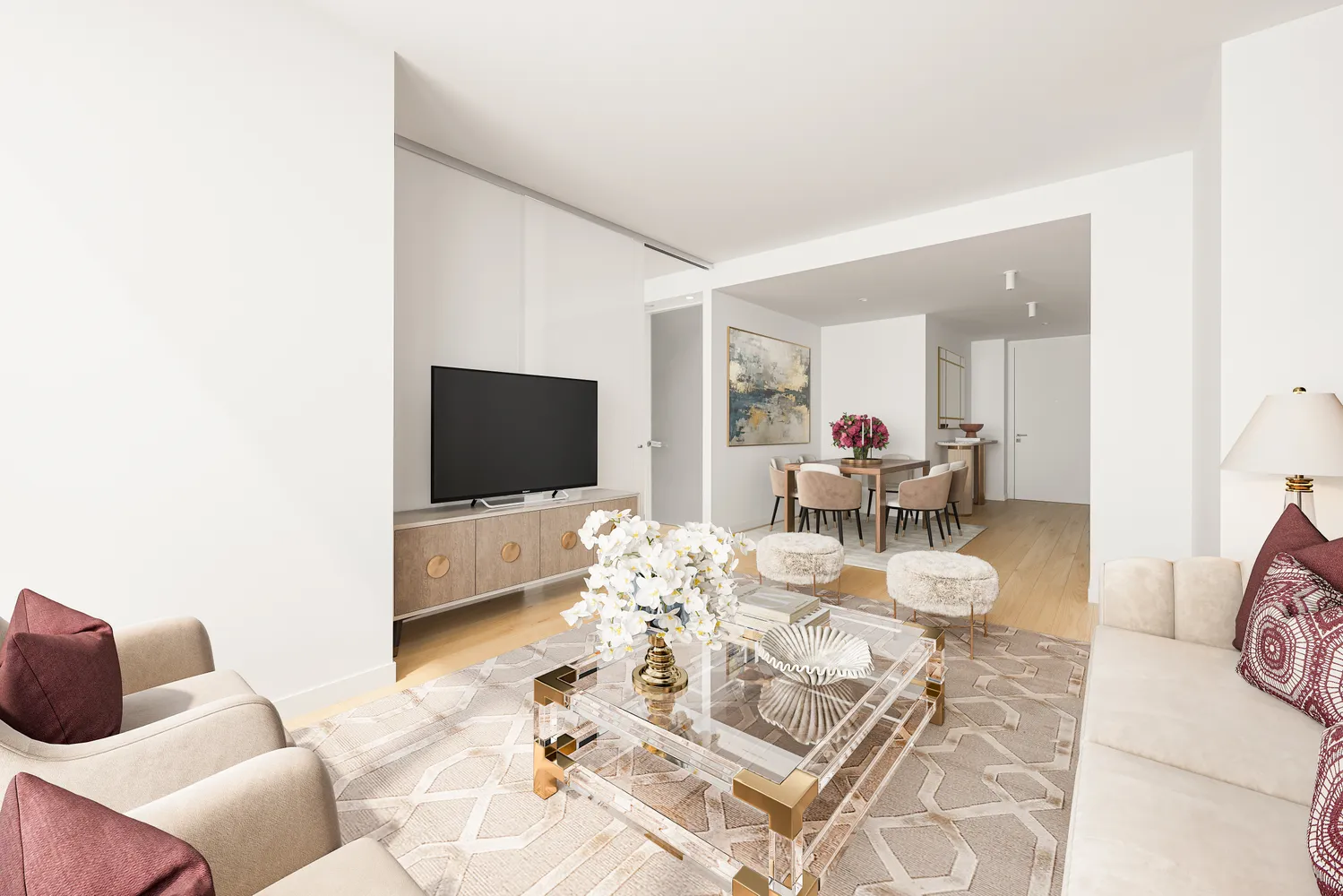 a living room with furniture and a flat screen tv