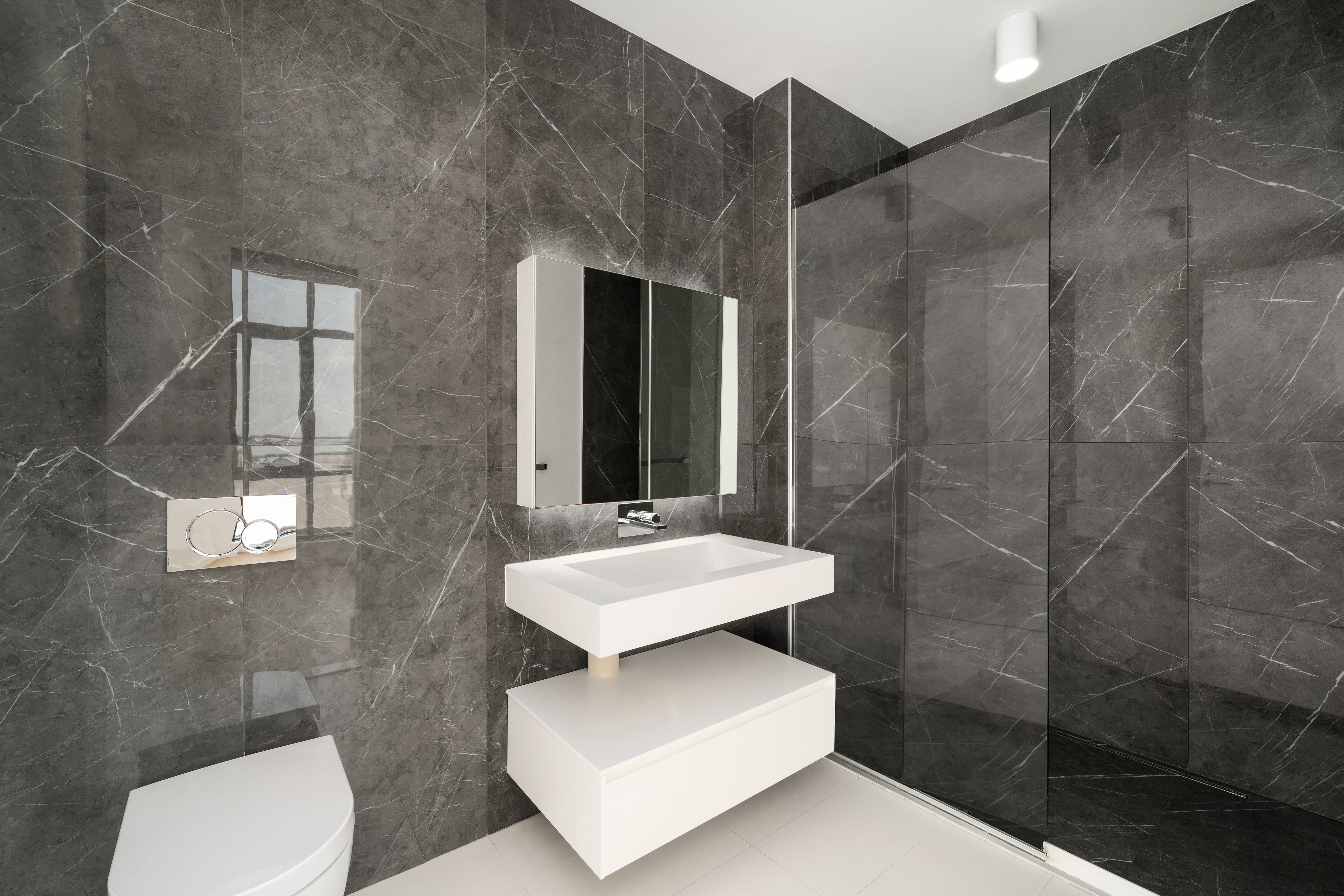 160 Imlay Street, Unit 4E3 Brooklyn, NY 11231 - Photo 6 of 12 a bathroom with a sink mirror and toilet