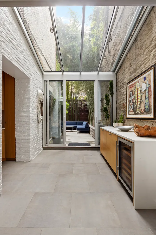 a view of an entryway with a glass door