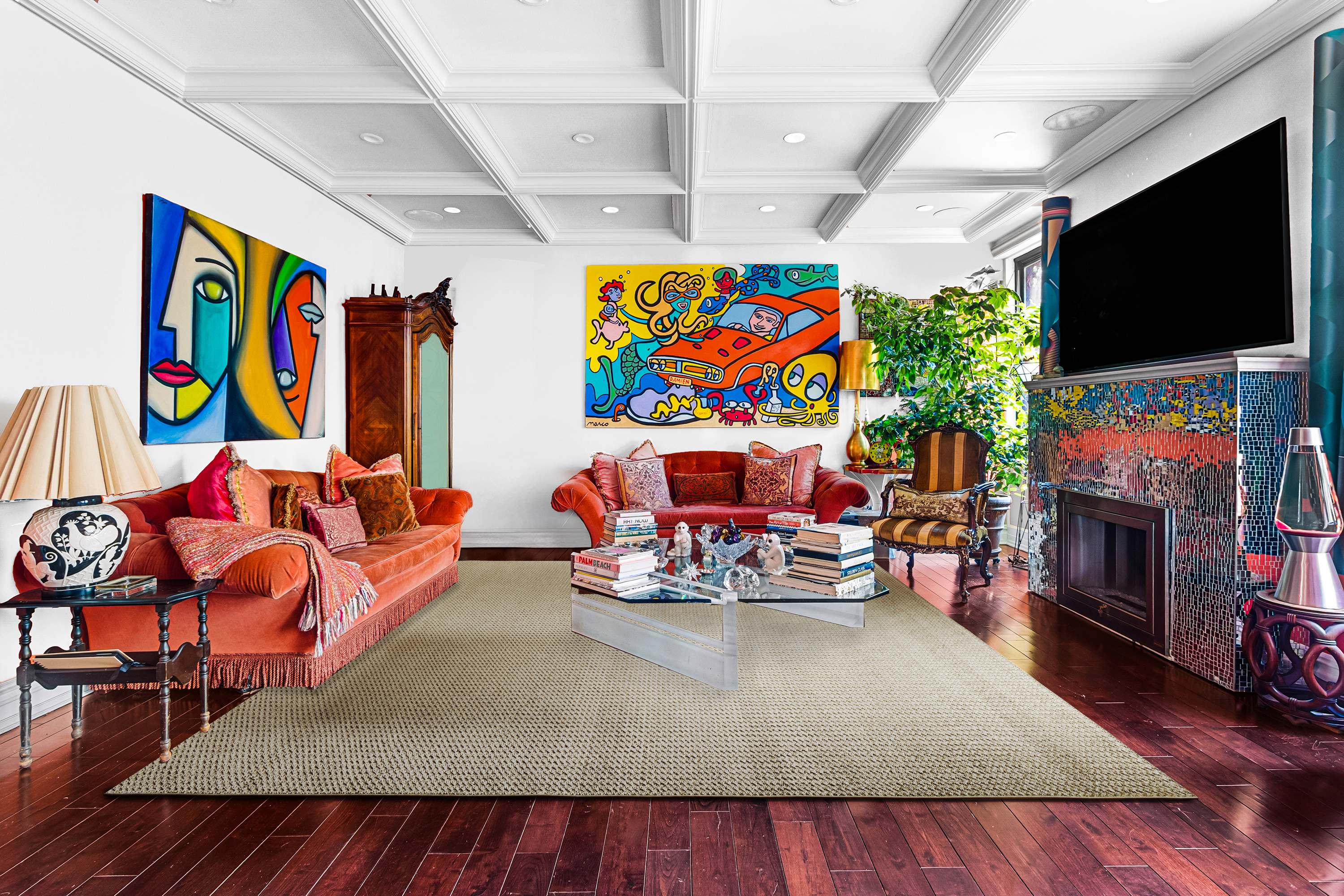 a room with toys and flat screen tv