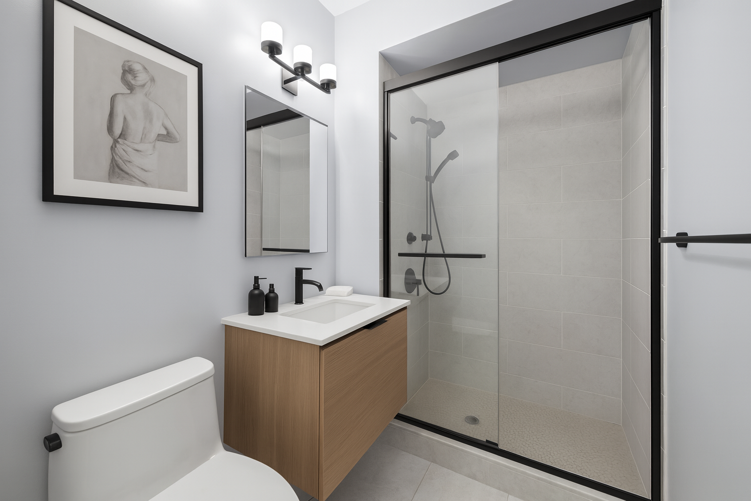 20 East 9th Street, Unit 7V Manhattan, NY 10003 - Photo 15 of 30 a bathroom with a toilet a sink and mirror