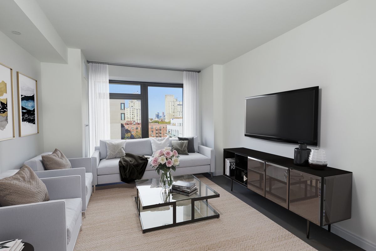 613 Baltic Street, Unit 6C Brooklyn, NY 11217 - Photo 2 of 9 a living room with furniture and a flat screen tv