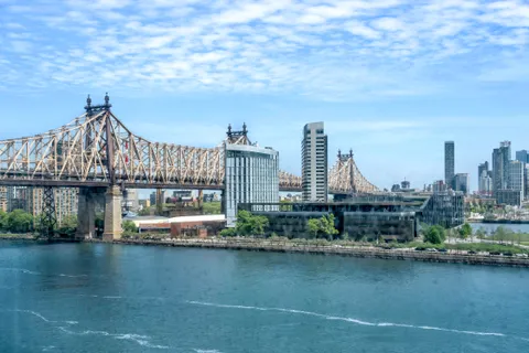 a view of a lake and a city