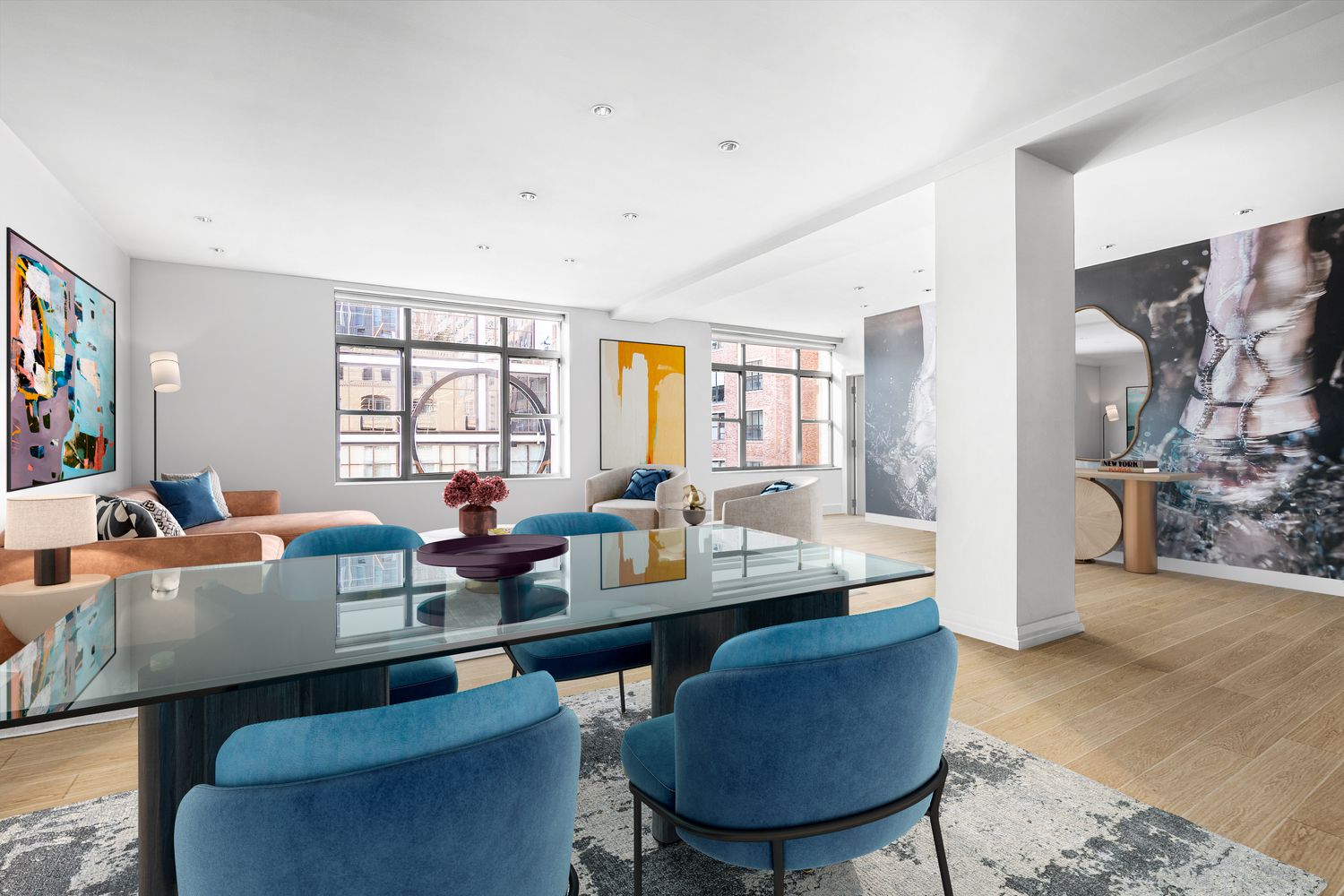 66 9th Avenue, Unit 4W Manhattan, NY 10011 - Photo 3 of 16 a view of a dining room with furniture and a potted plant