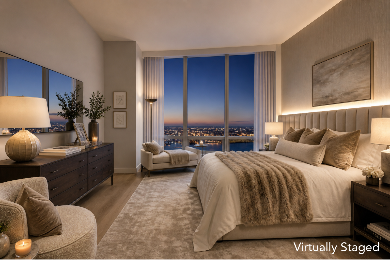 15 Hudson Yards, Unit 77B Manhattan, NY 10001 - Photo 7 of 24 a spacious bedroom with bed and window
