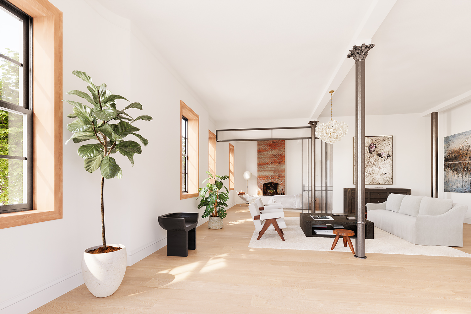 295 East 8th Street, Unit 3W Manhattan, NY 10009 - Photo 1 of 18 a living room with furniture and a potted plant