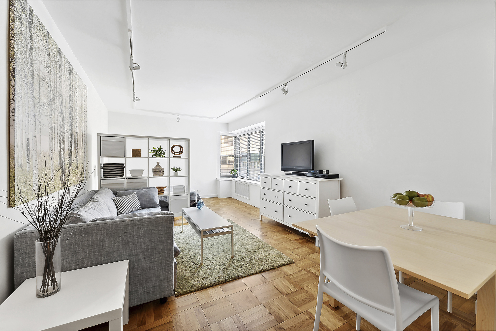 2 5th Avenue, Unit 2U Manhattan, NY 10011 - Photo 1 of 13 a living room with furniture and a flat screen tv