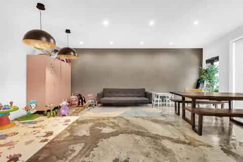 a front view of a multi story building