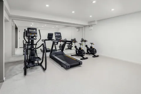 a view of a room with gym equipment