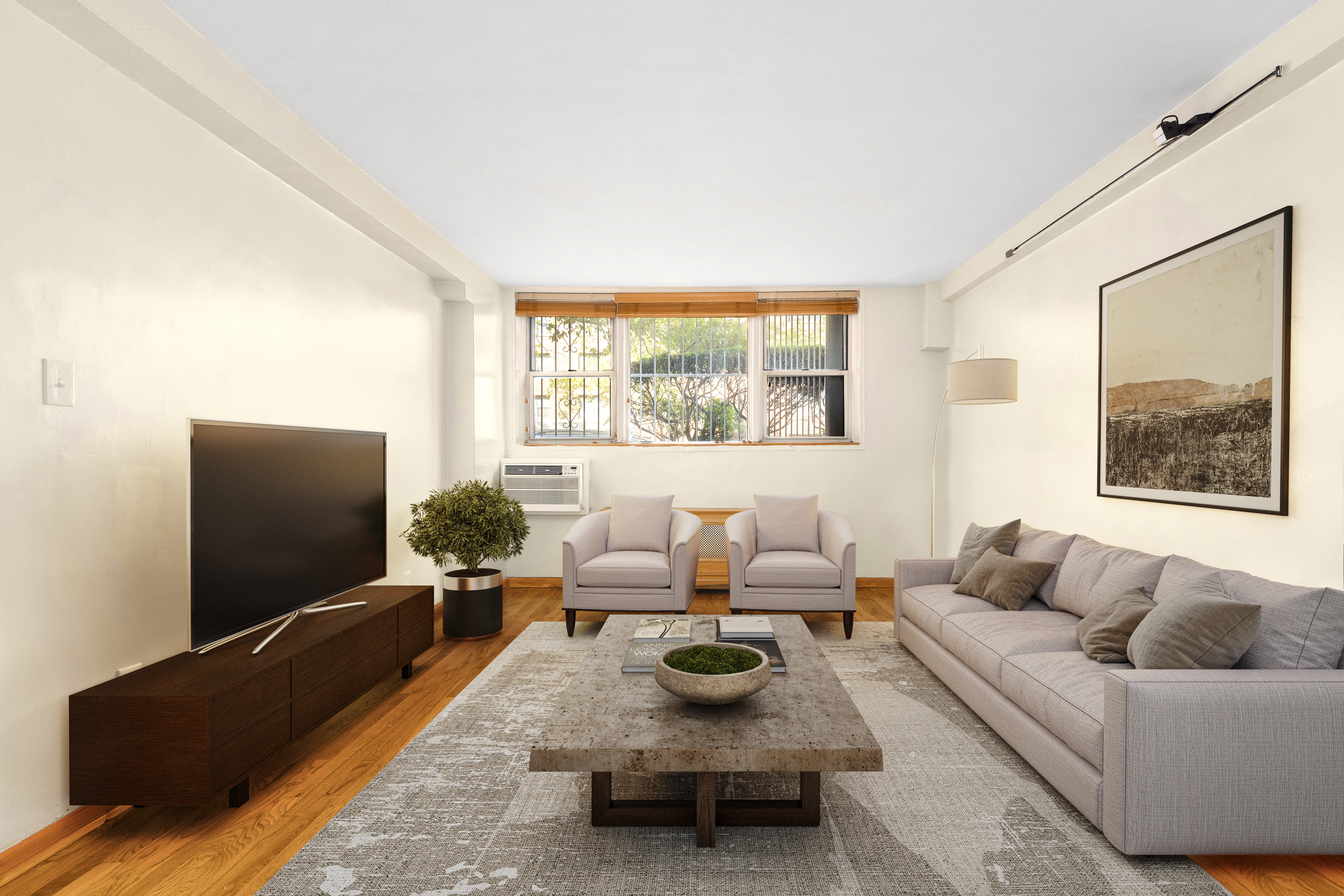 a living room with furniture and a flat screen tv