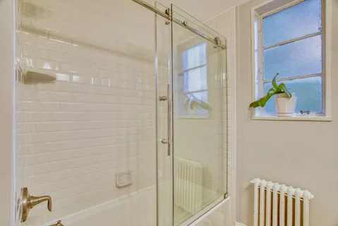 a bathroom with a shower