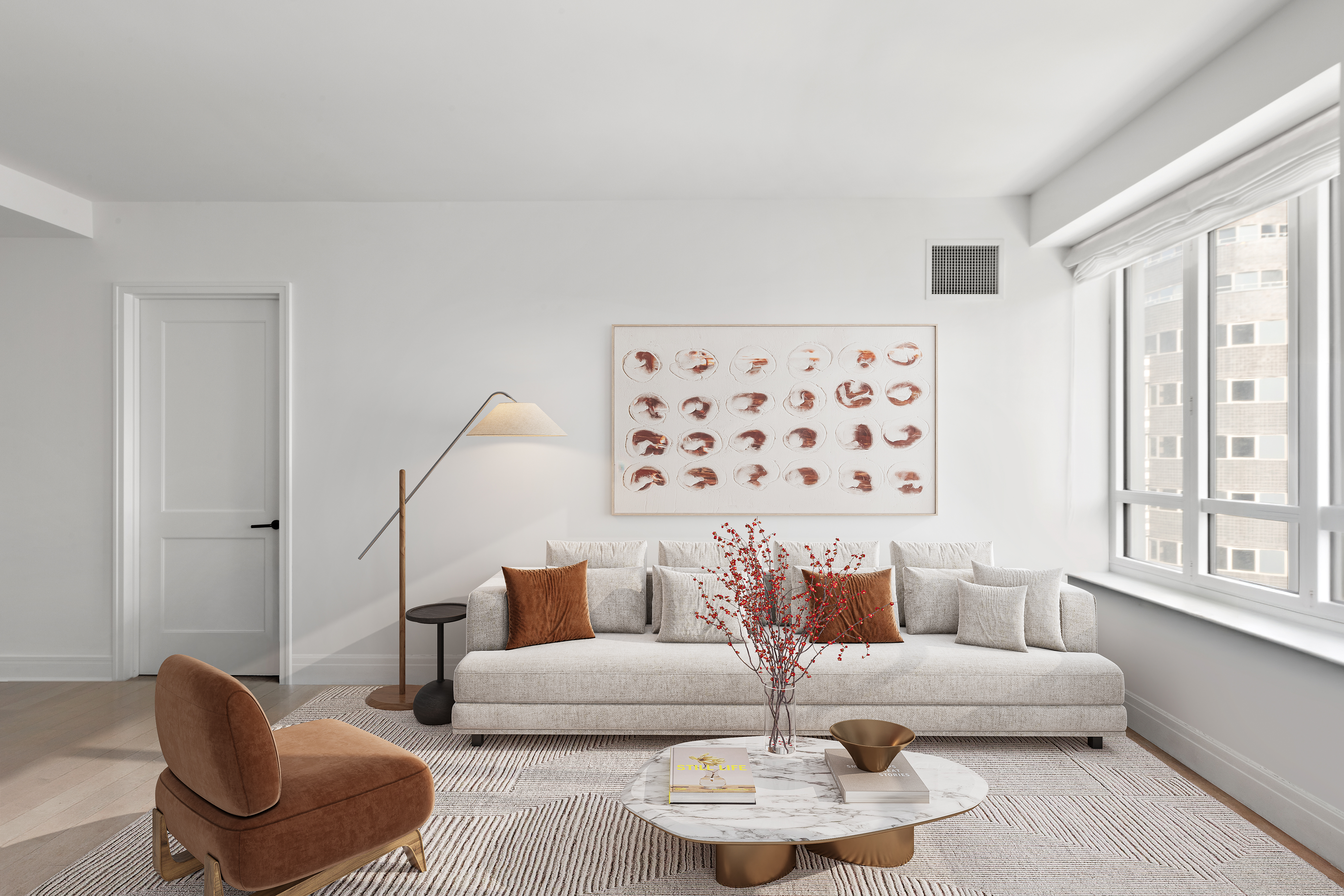 265 State Street, Unit 1008 Brooklyn, NY 11201 - Photo 2 of 19 a living room with furniture and a large window