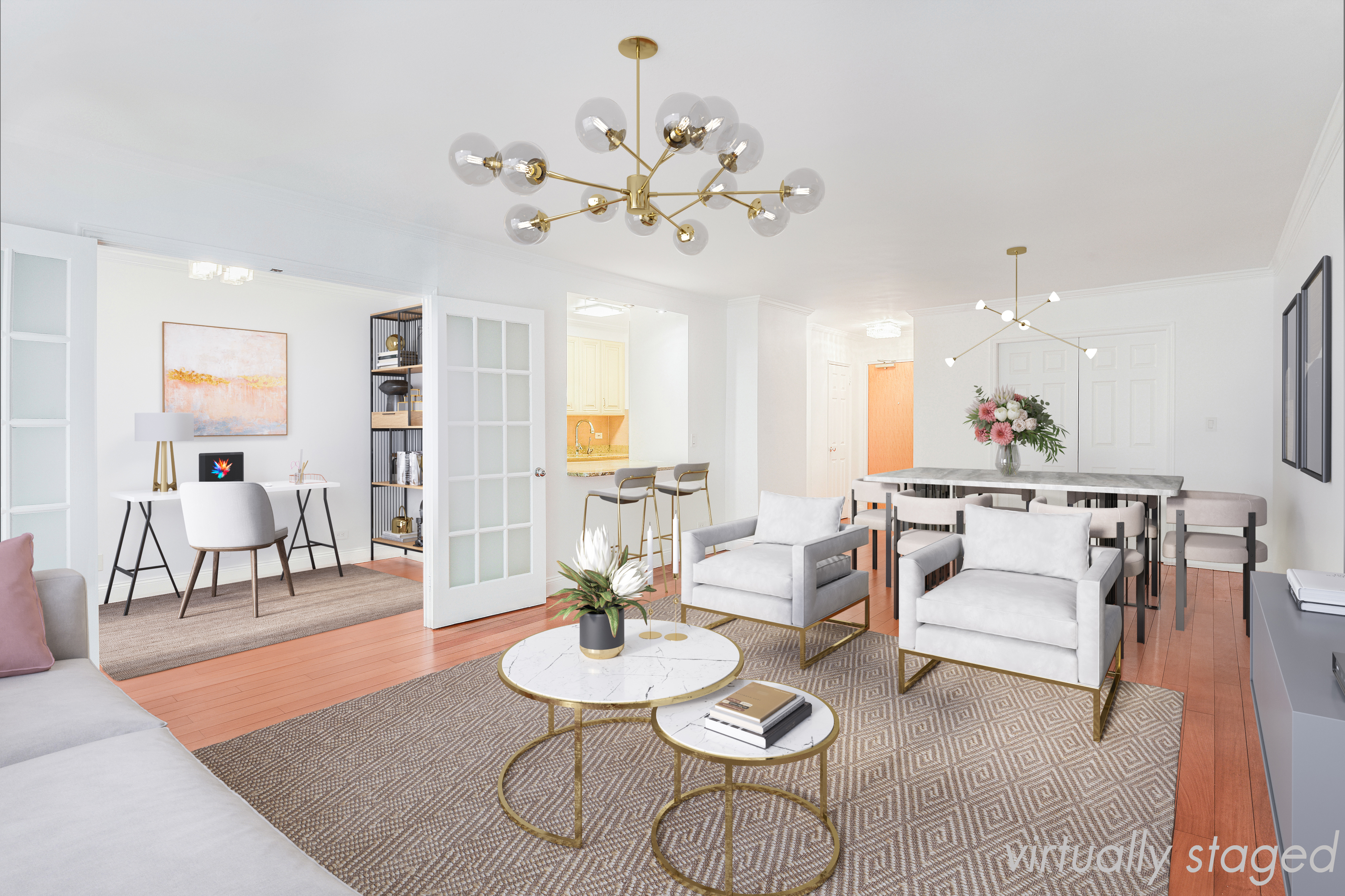 200 Central Park South, Unit 5M Manhattan, NY 10019 - Photo 2 of 15 a living room with furniture and a table