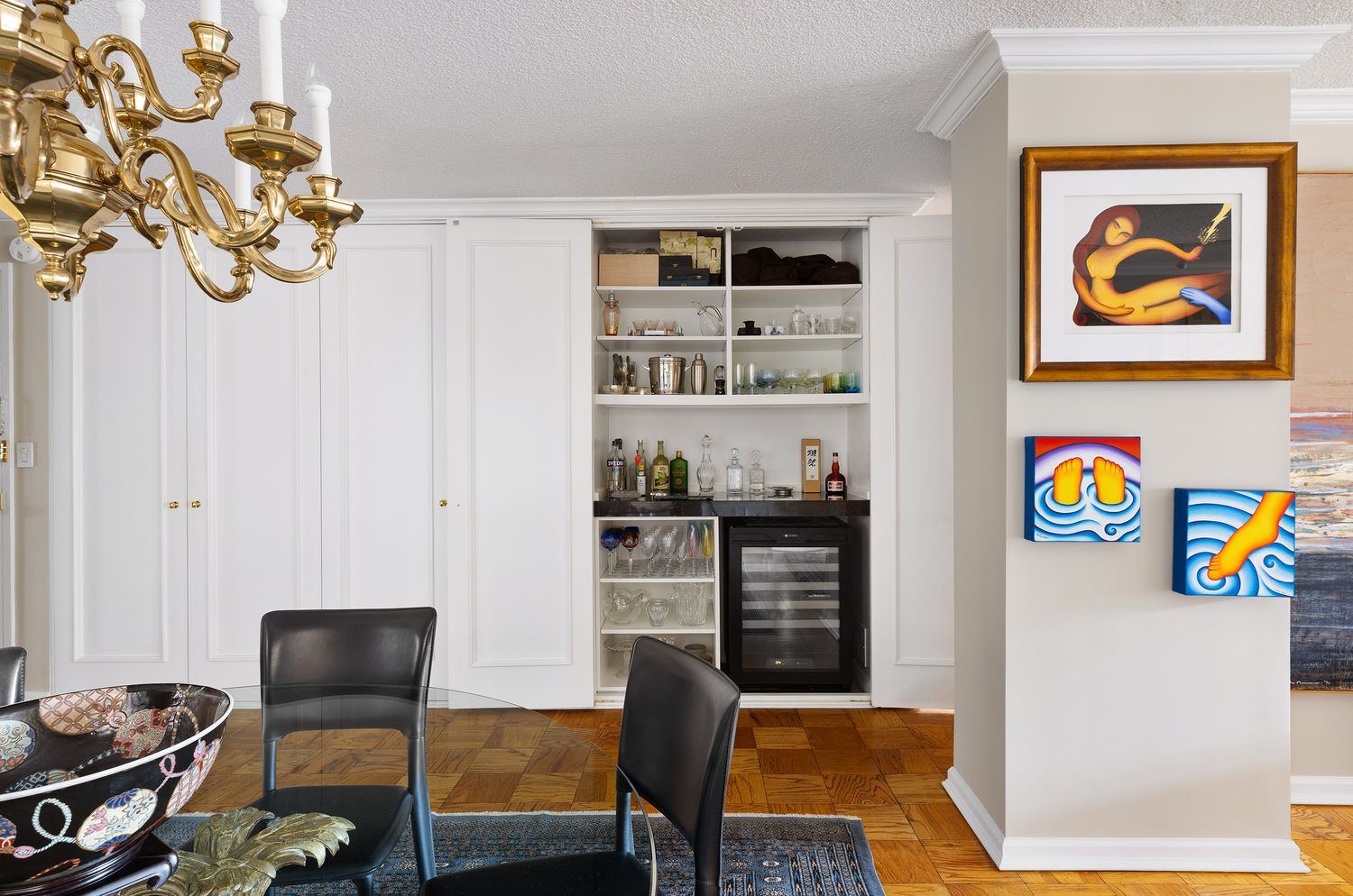 a workspace with furniture and window