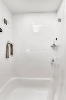a bathroom with a bathtub