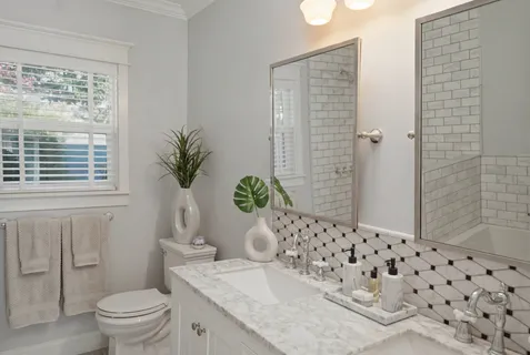a bathroom with a bathtub