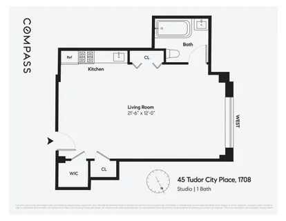 $275,000 | 45 Tudor City Place, Unit 1708 | Midtown East