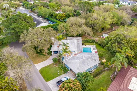 an aerial view of a house