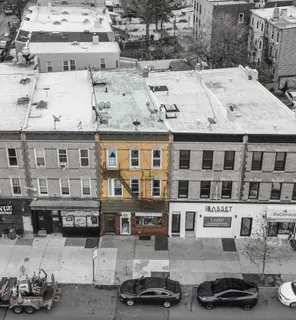 a car parked in front of a building