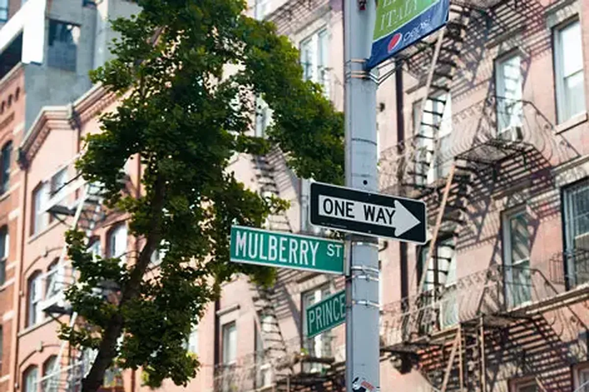 a street sign on a pole on a street