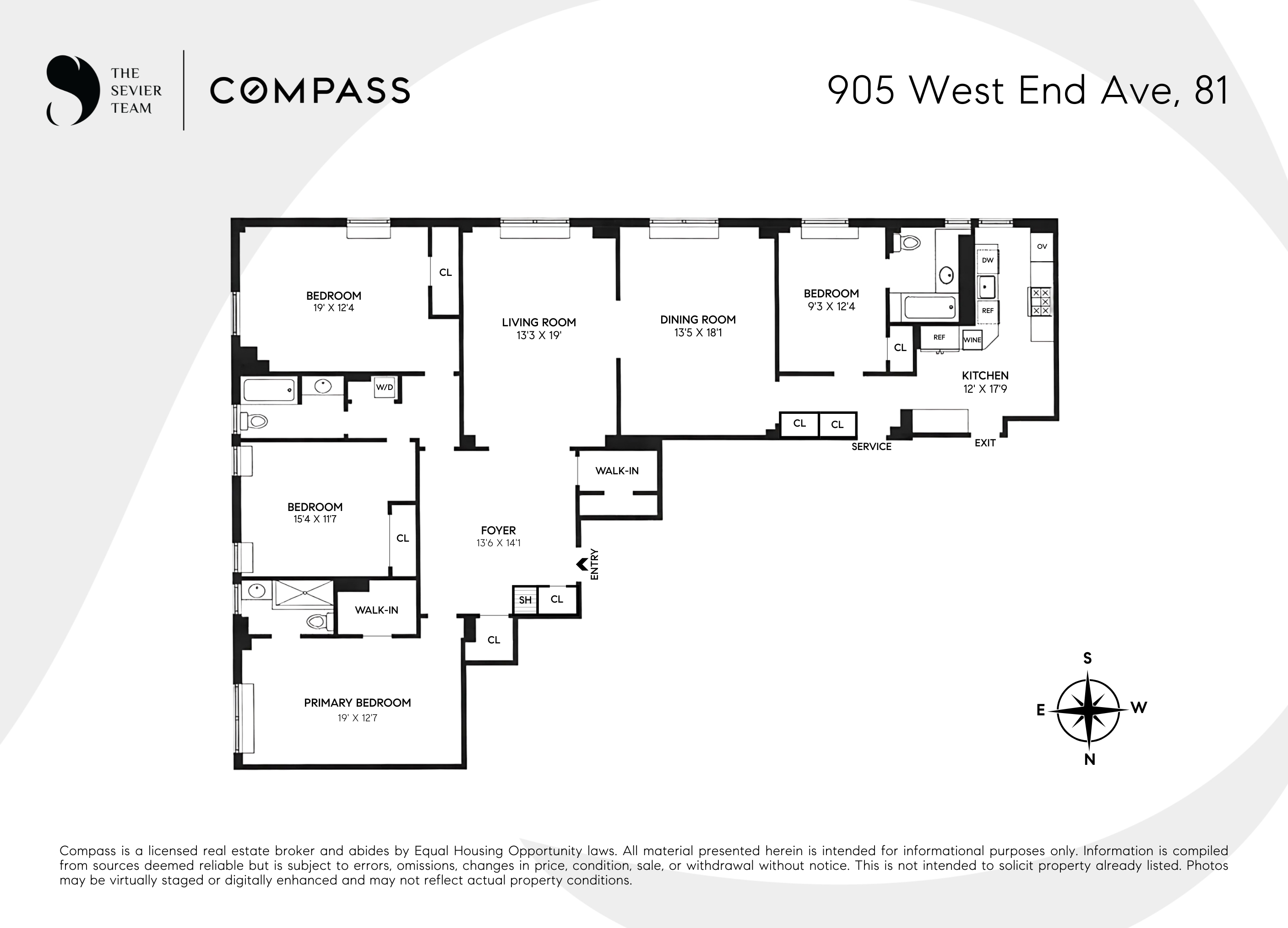 905 West End Avenue, Unit 81 Manhattan, NY 10025 - Photo 14 of 15 a picture of a floor plan