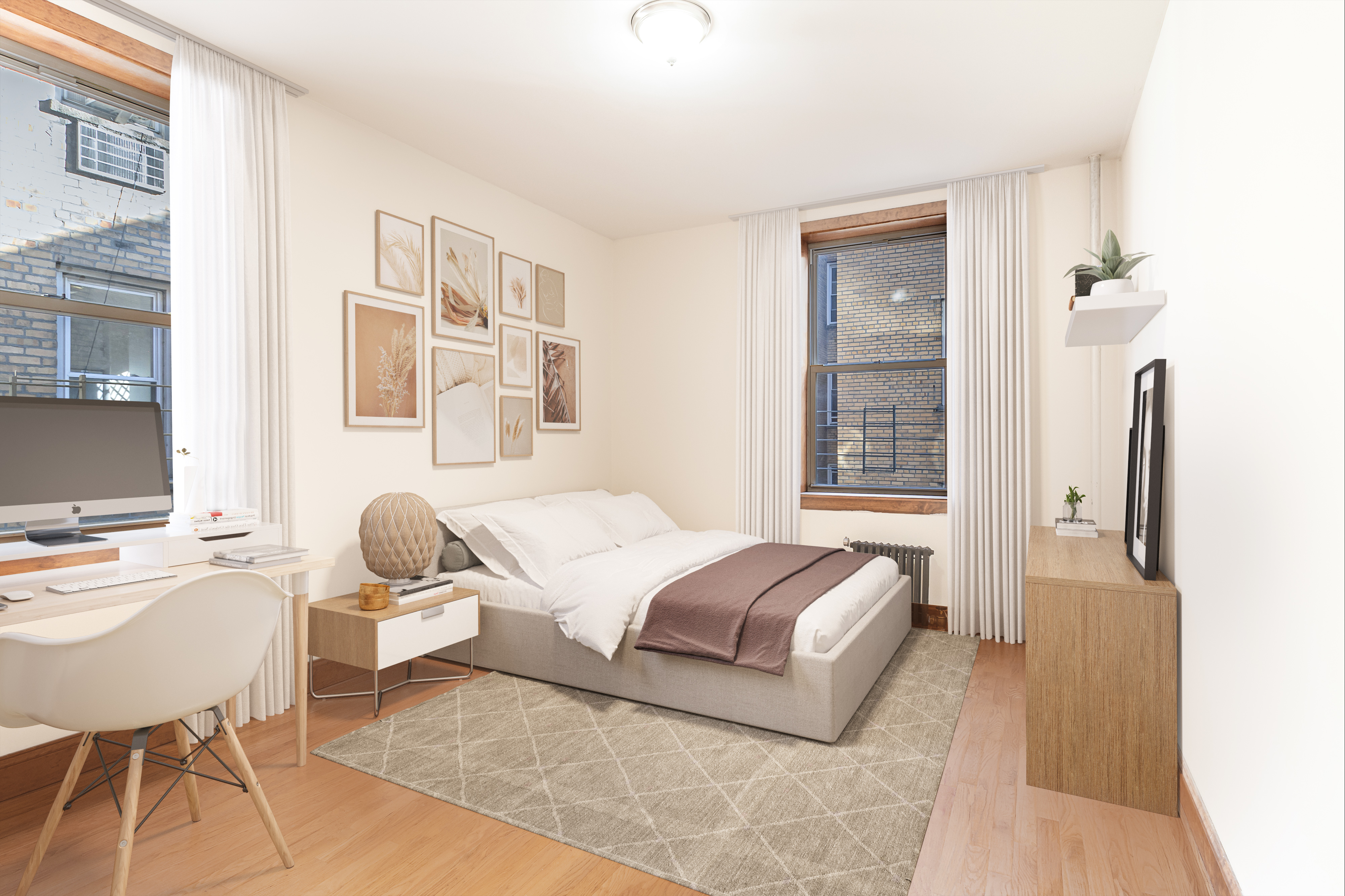 200 West 93rd Street, Unit 2E Manhattan, NY 10025 - Photo 2 of 6 a bedroom with a bed a table and chair