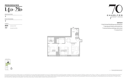 $1,795,000 | 70 Charlton Street, Unit 190 | Hudson Square