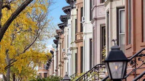 a front view of a multi story building