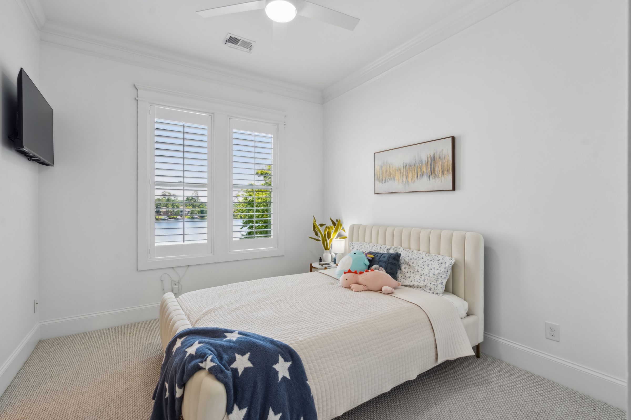 249 Pointe Overlook Drive Chapin, SC 29036 - Photo 36 of 56 a bedroom with a bed and flat screen tv