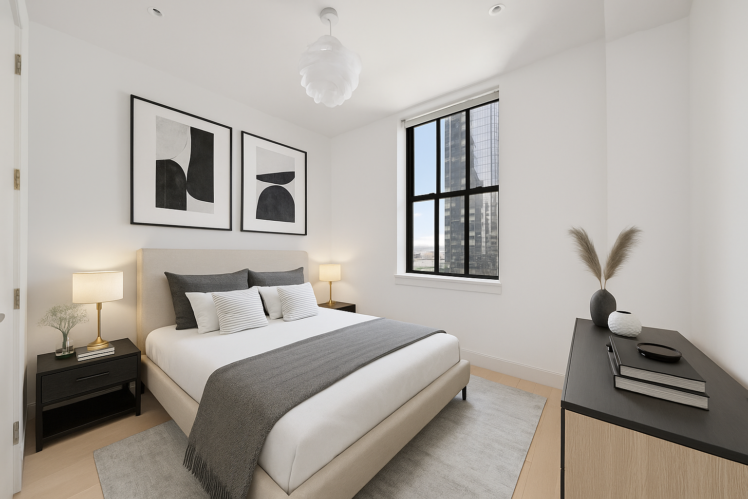 100 Barclay Street, Unit 15B Manhattan, NY 10007 - Photo 12 of 16 a bedroom with a bed and a window